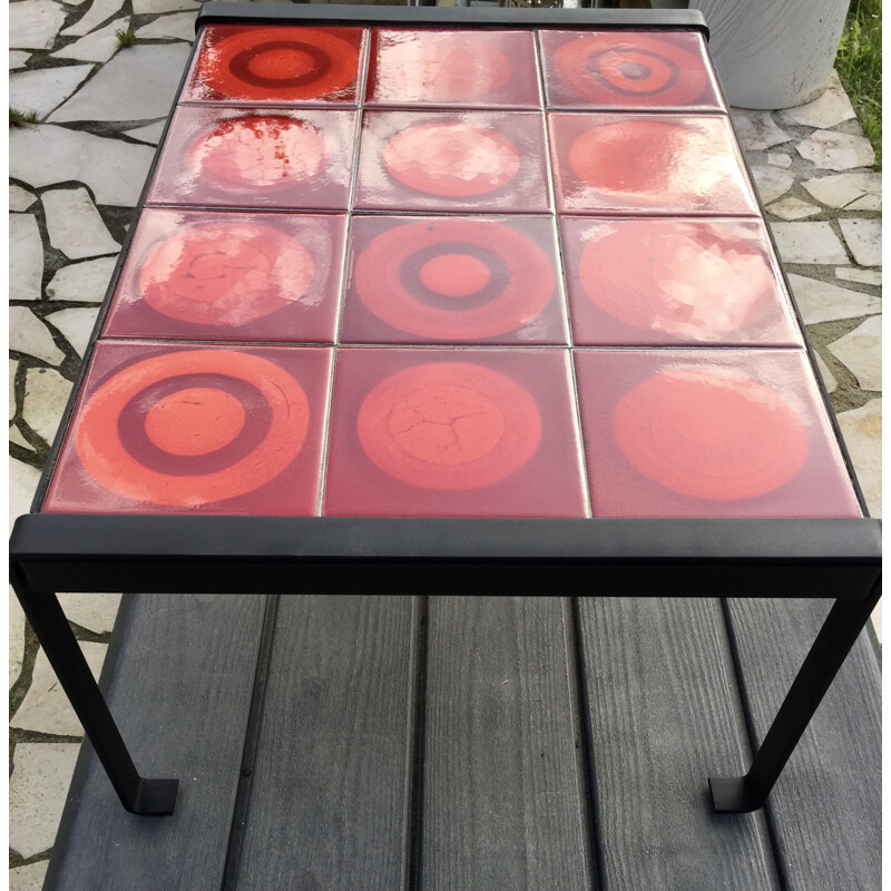 Vintage coffee table "Lune" in ceramic by Mado Jolain