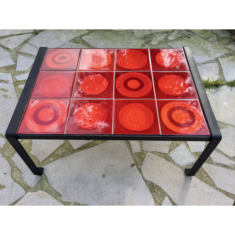 Vintage coffee table "Lune" in ceramic by Mado Jolain