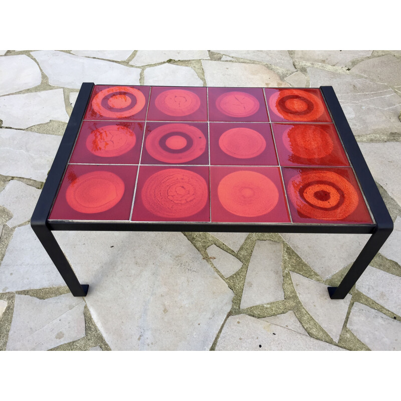 Tavolino in ceramica vintage "Lune" di Mado Jolain