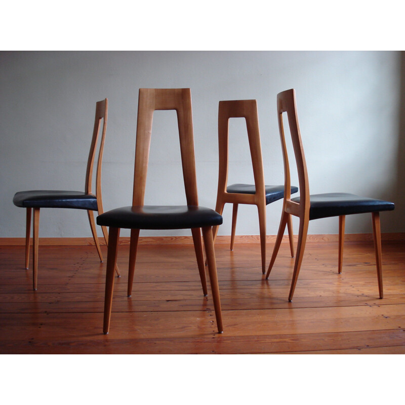 Set of 4 vintage chairs by Ernst Martin Dettinger, Germany 1970s