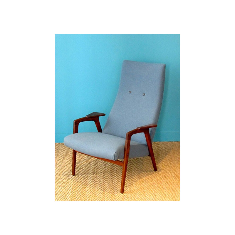 Blue scandinavian easychair, Yngve EKSTROM - 1950s