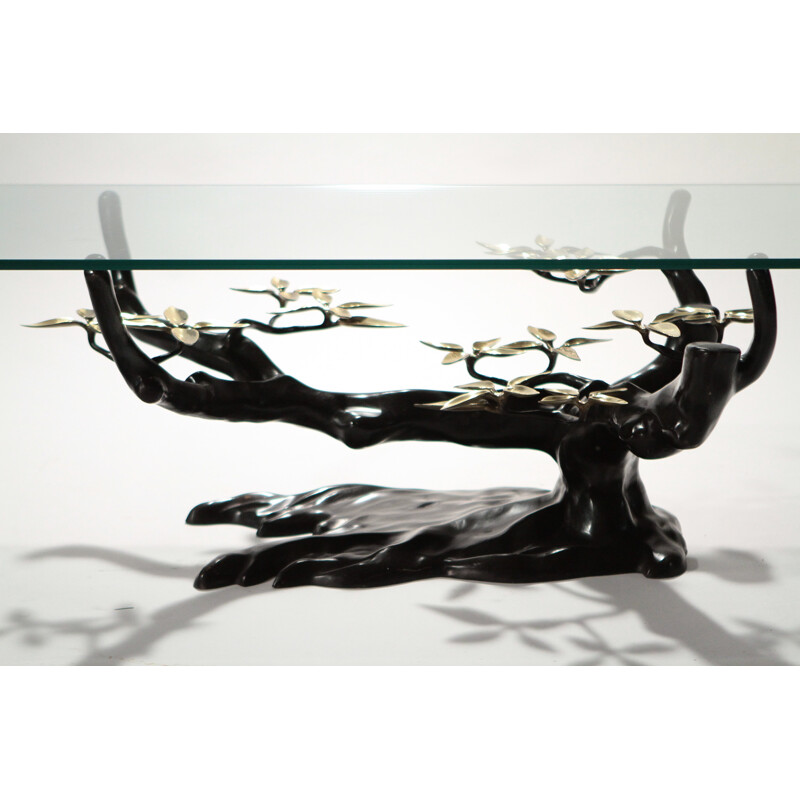 Coffee table in bronze and brass, Willy DARO - 1970s
