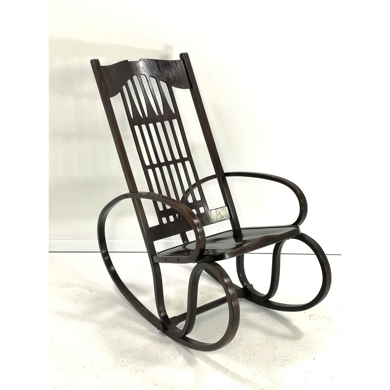 Vintage bentwood rocking chair by Gustav Siegel for Jacob & Josef Kohn, Austria 1910s