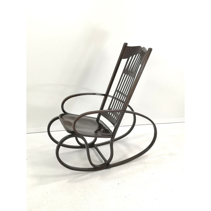 Vintage bentwood rocking chair by Gustav Siegel for Jacob & Josef Kohn, Austria 1910s