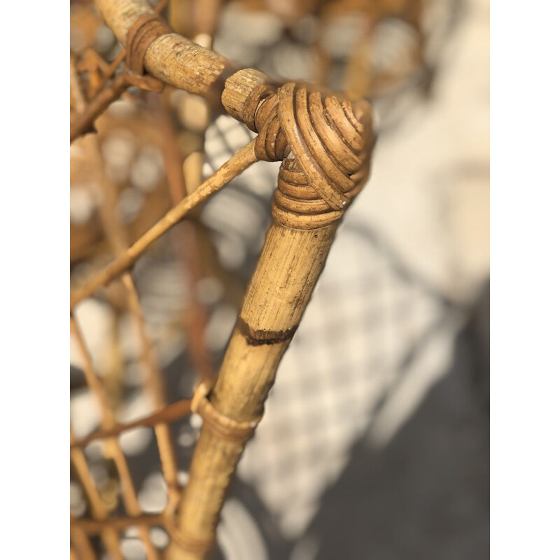 Set of 9 vintage rattan chairs by Louis Sognot, 1960