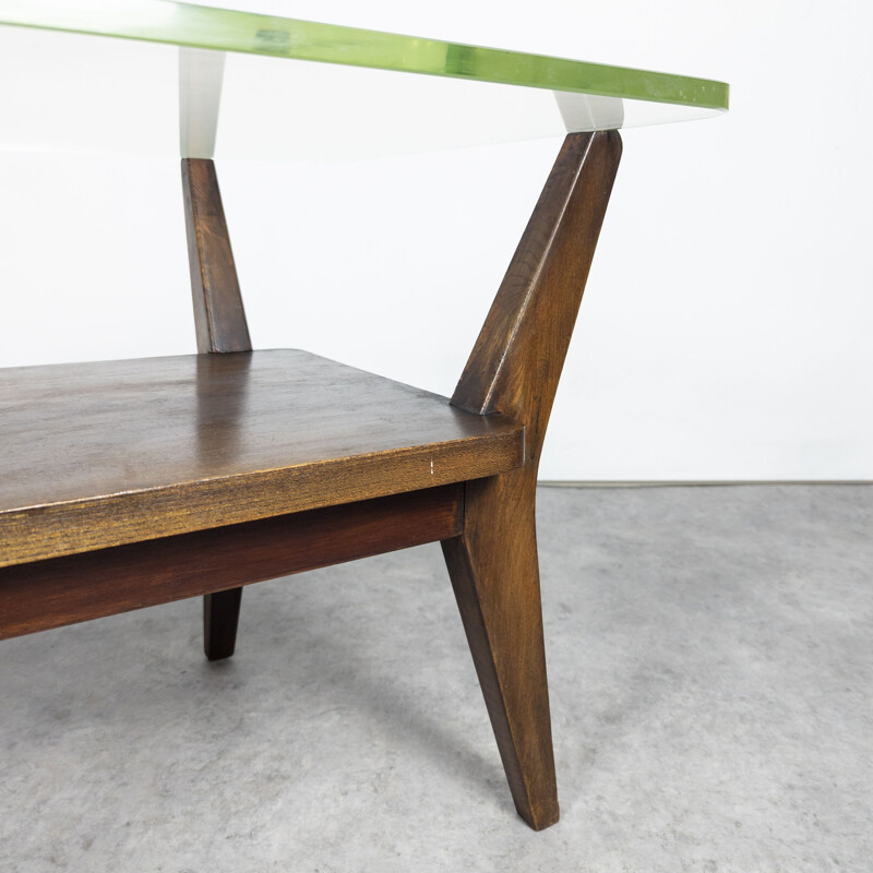 Vintage beechwood coffee table by Jan Vaněk for Krásná Jizba, Czechoslovakia 1940