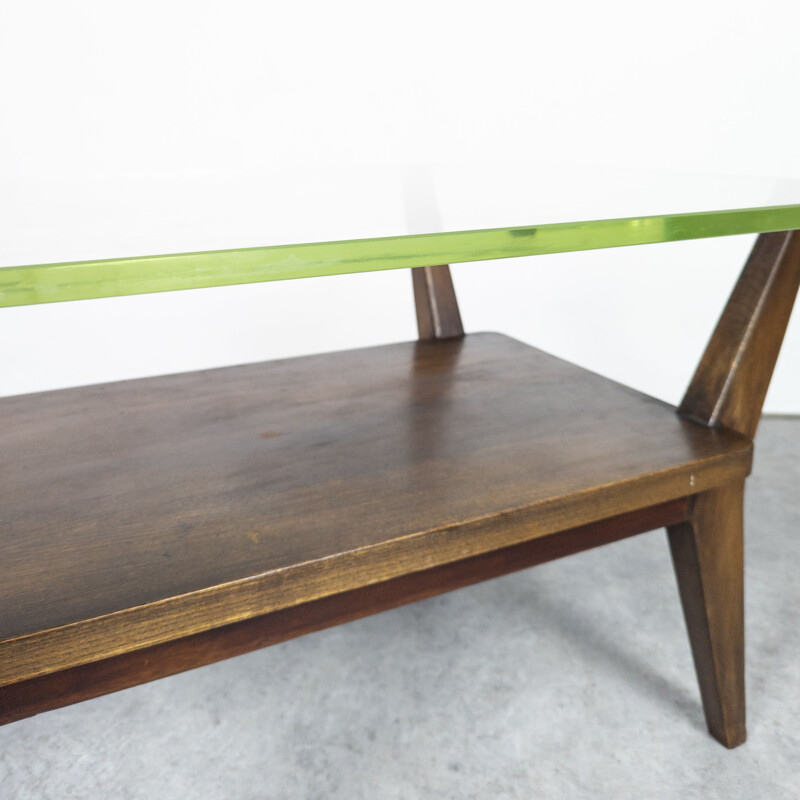 Vintage beechwood coffee table by Jan Vaněk for Krásná Jizba, Czechoslovakia 1940