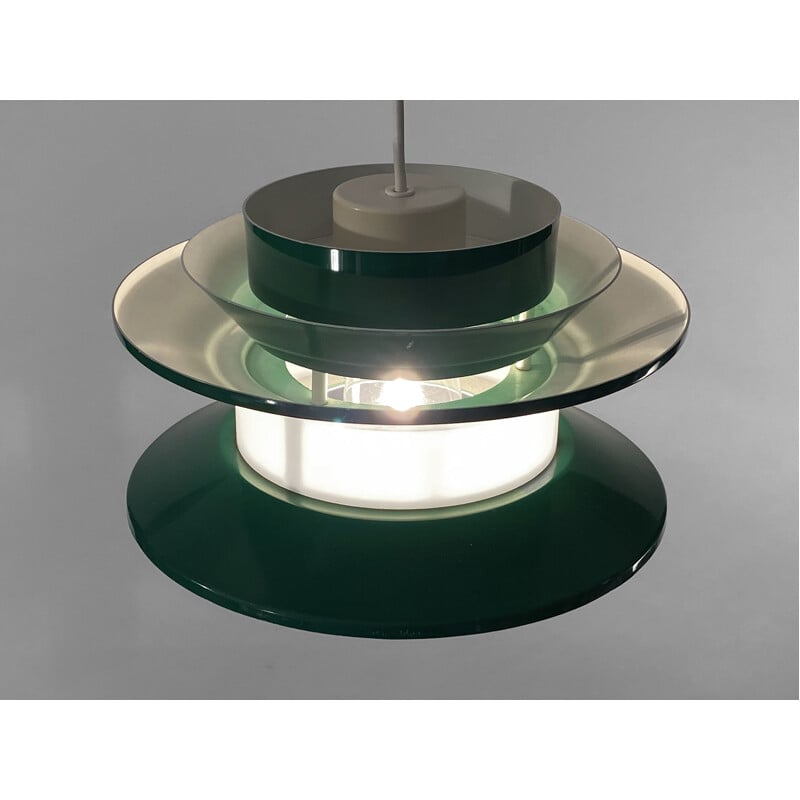 Vintage pendant lamp "Trava" green by Carl Thore for Granhaga Metallindustri, Sweden 1970s