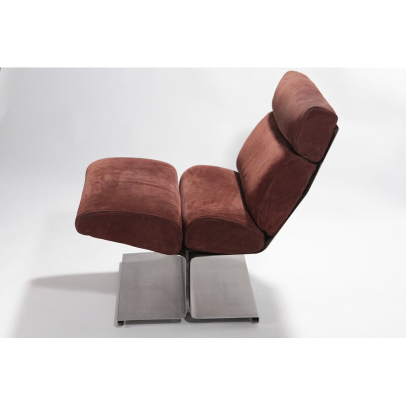 Fauteuil en alcantra et métal, Paul GEOFFROY - 1970