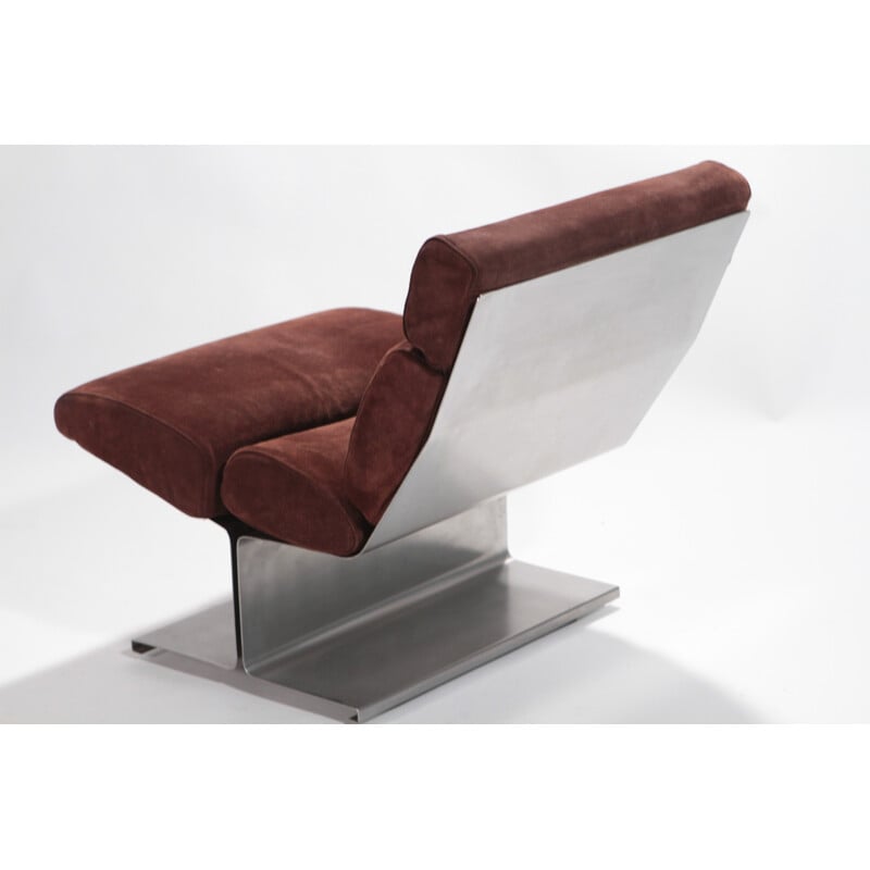 Fauteuil en alcantra et métal, Paul GEOFFROY - 1970