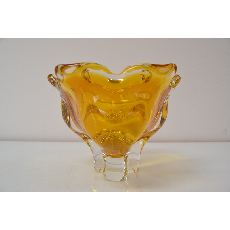 Vintage glass bowl by Josef Hospodka, Czechoslovakia 1960