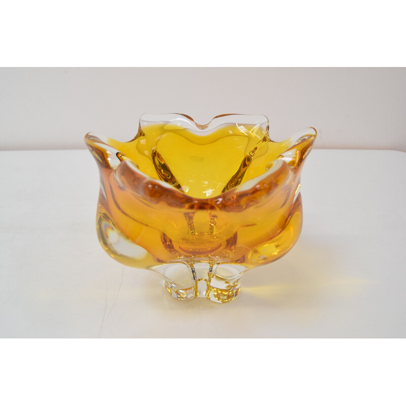 Vintage glass bowl by Josef Hospodka, Czechoslovakia 1960