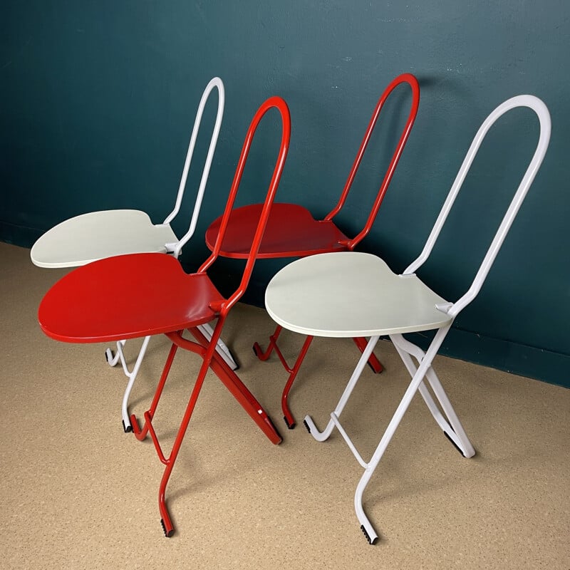 Set of 4 vintage folding chairs Dafne by Gastone Rinaldi for Thema, Italy 1980s
