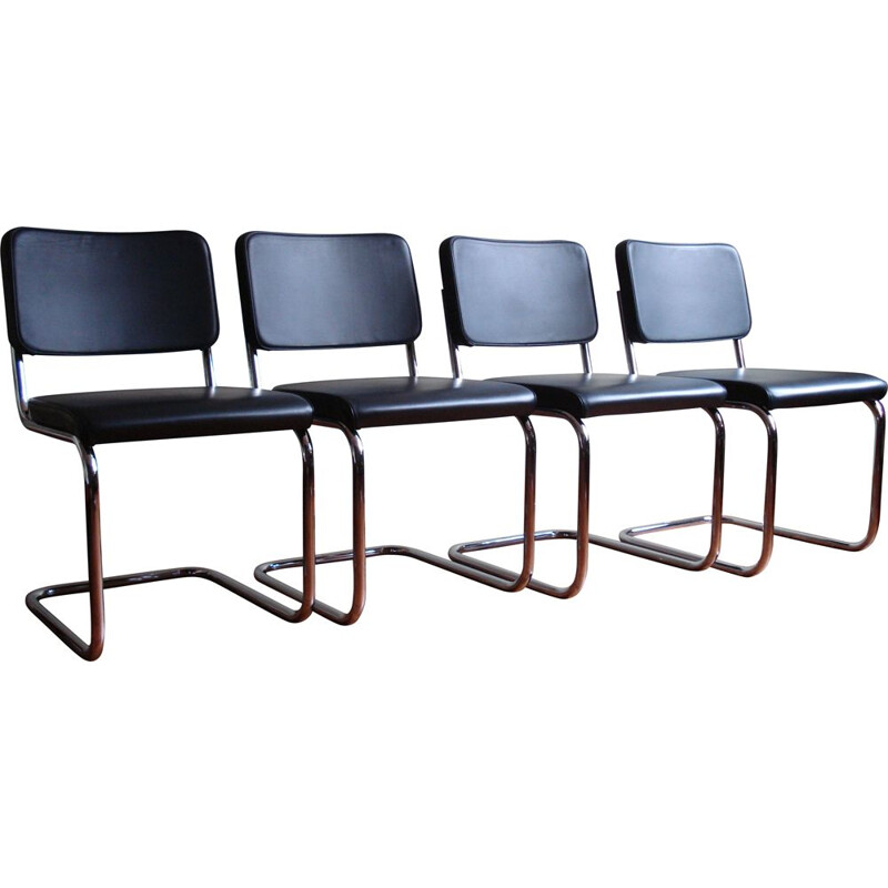 Set of 4 vintage armchairs S 32 PV by Marcel Breuer for Thonet