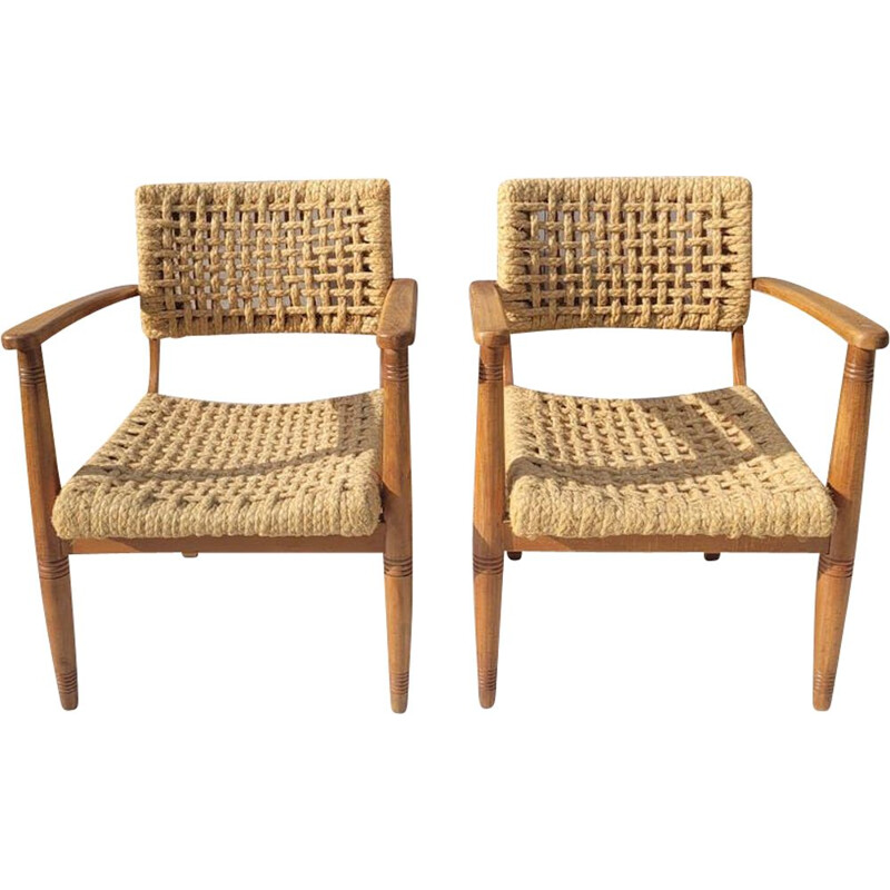 Pair of vintage armchairs by Audoux Minet for Vibo, 1950