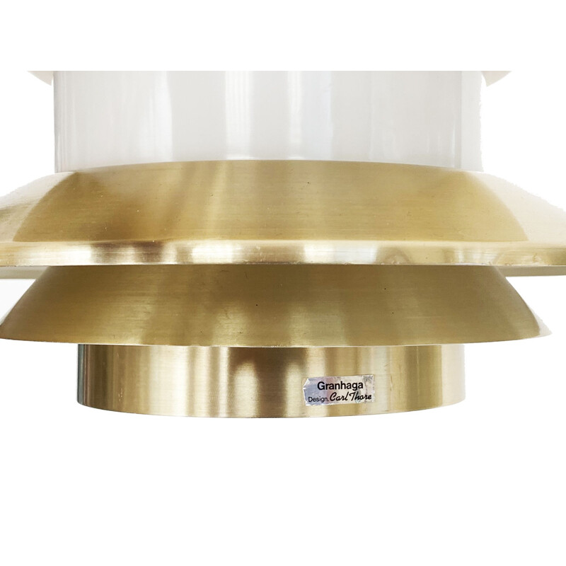 Vintage pendant lamp "Trava" in golden aluminium by Carl Thore for Granhaga Metallindustri, Sweden 1970s