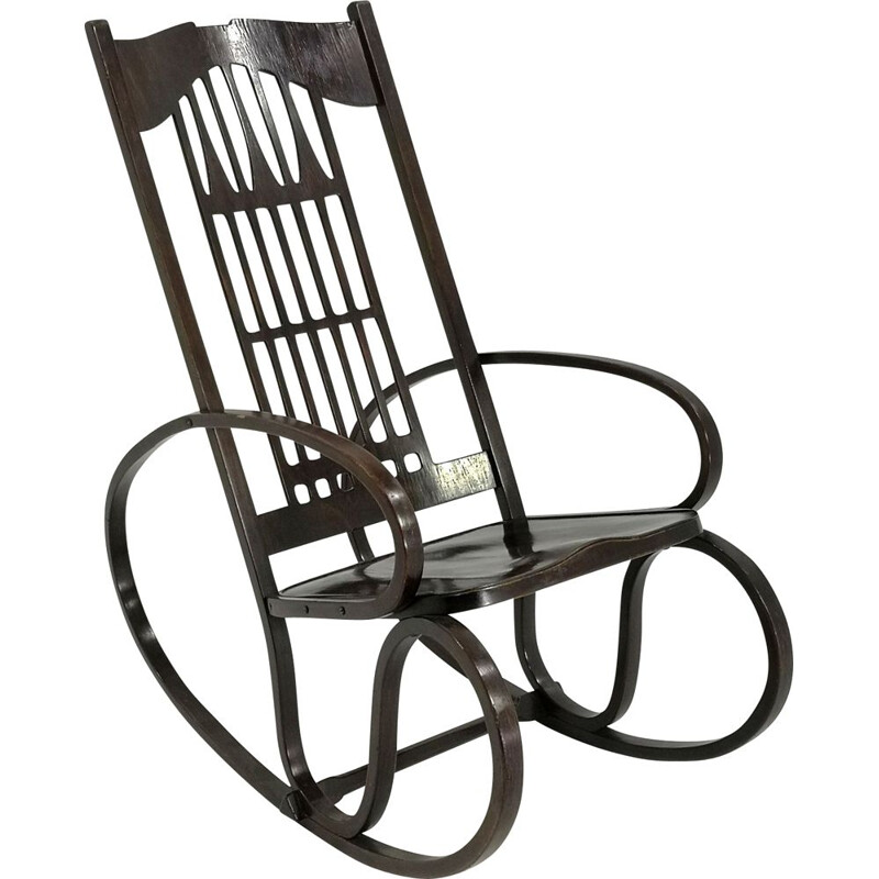 Vintage bentwood rocking chair by Gustav Siegel for Jacob & Josef Kohn, Austria 1910s