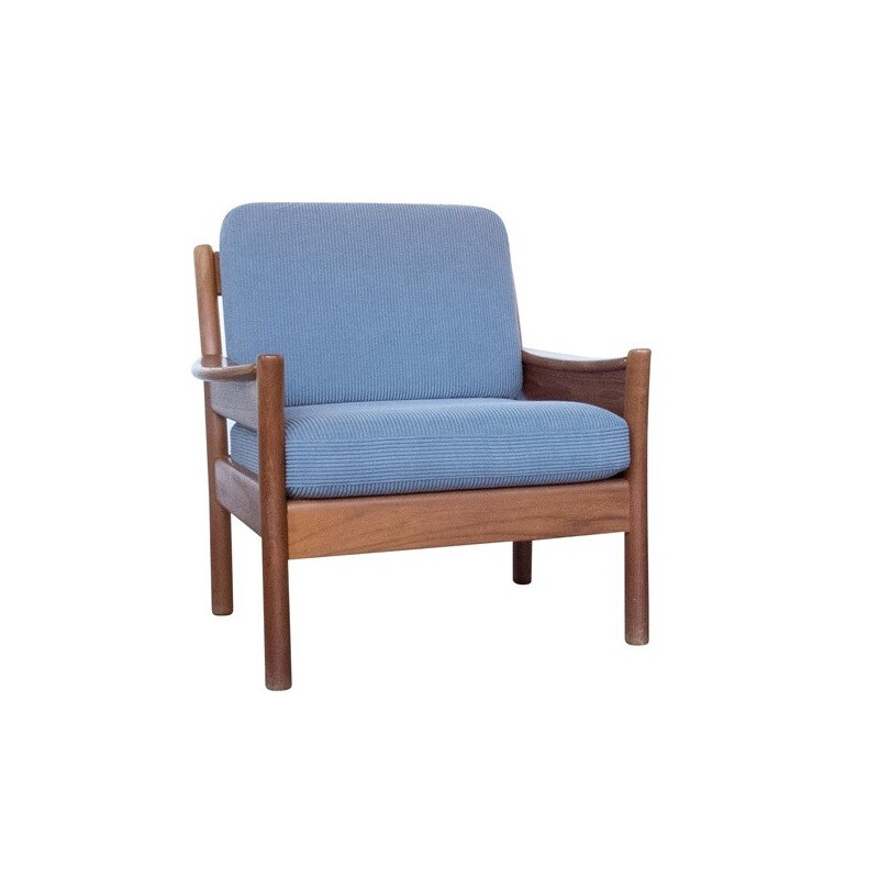 Fauteuil scandinave Dyrlund en teck et tissu - 1960