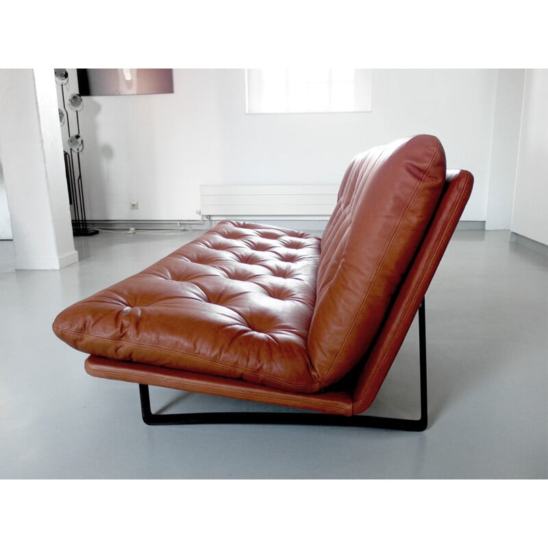 Three-Seater Artifort sofa in cognac leather, Koh LIANG IE - 1960s