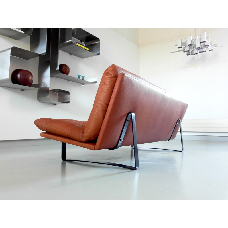 Three-Seater Artifort sofa in cognac leather, Koh LIANG IE - 1960s