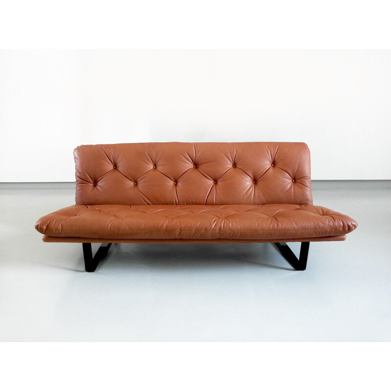 Three-Seater Artifort sofa in cognac leather, Koh LIANG IE - 1960s