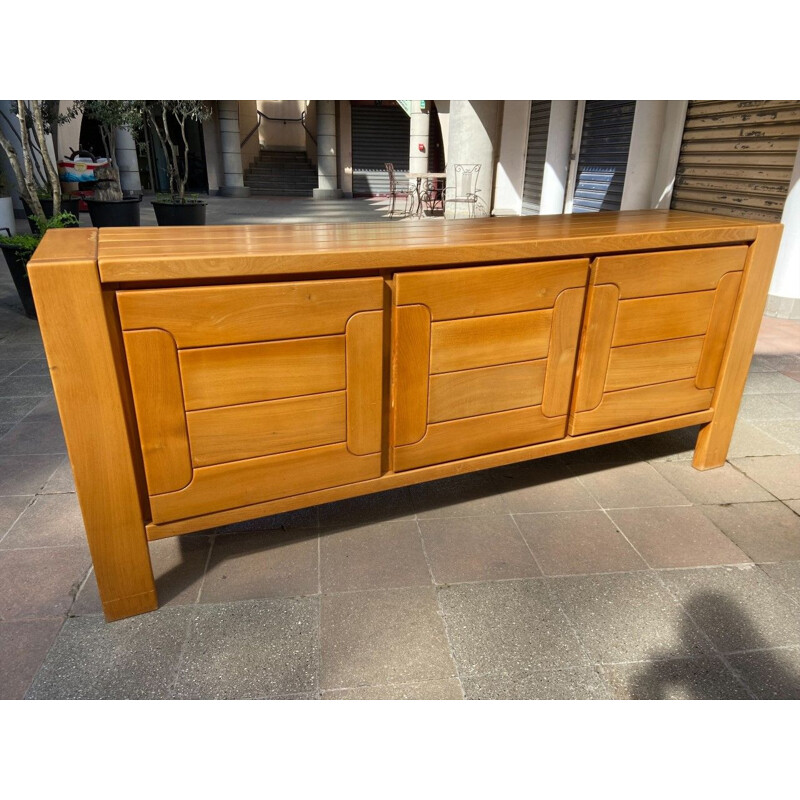 Vintage sideboard in solid elmwood by Pierre Chapo for Regain, 1975