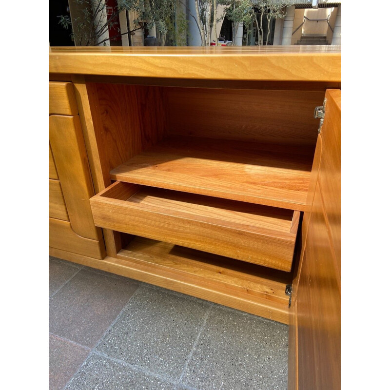 Vintage sideboard in solid elmwood by Pierre Chapo for Regain, 1975