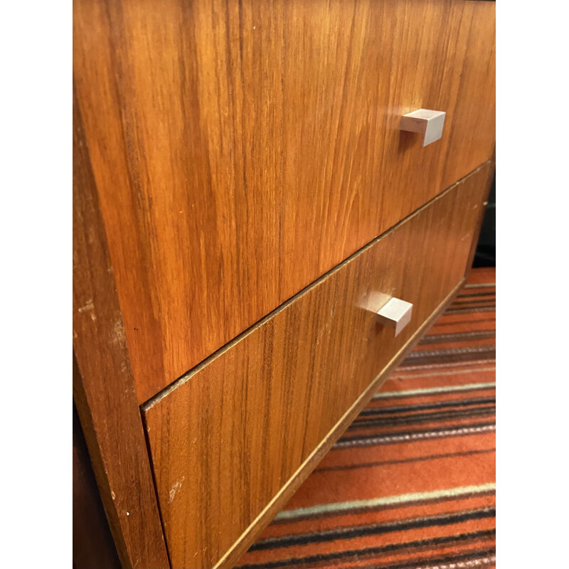 Vintage wood and teak desk by Pierre Gariche, 1970