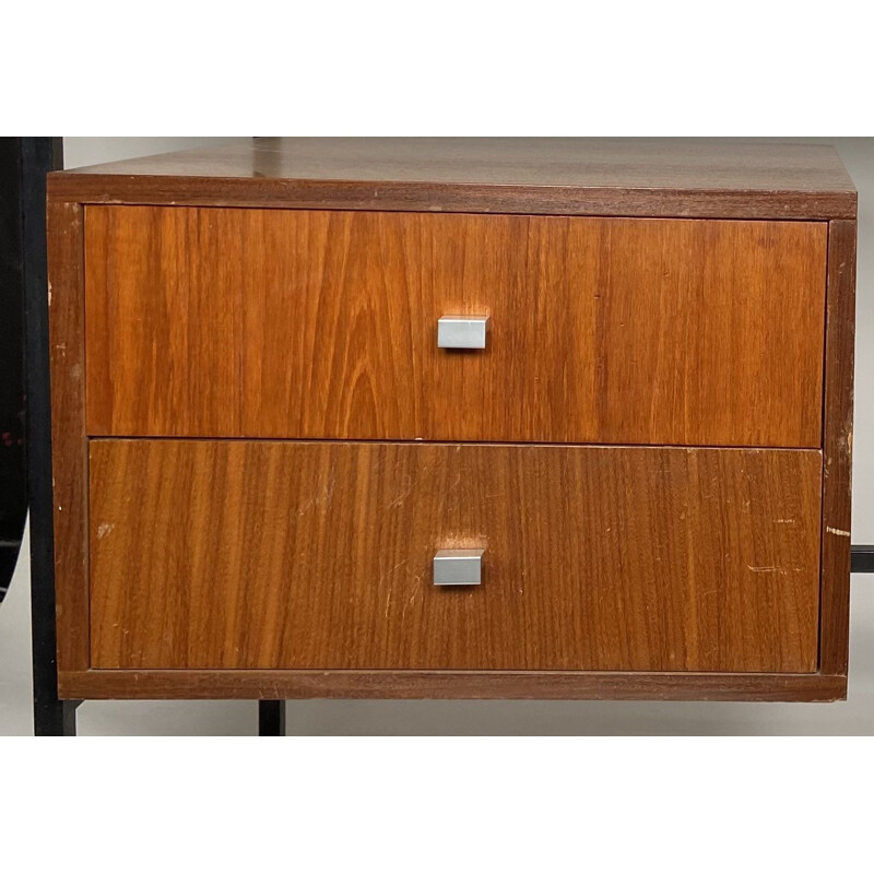 Vintage houten en teakhouten bureau van Pierre Gariche, 1970