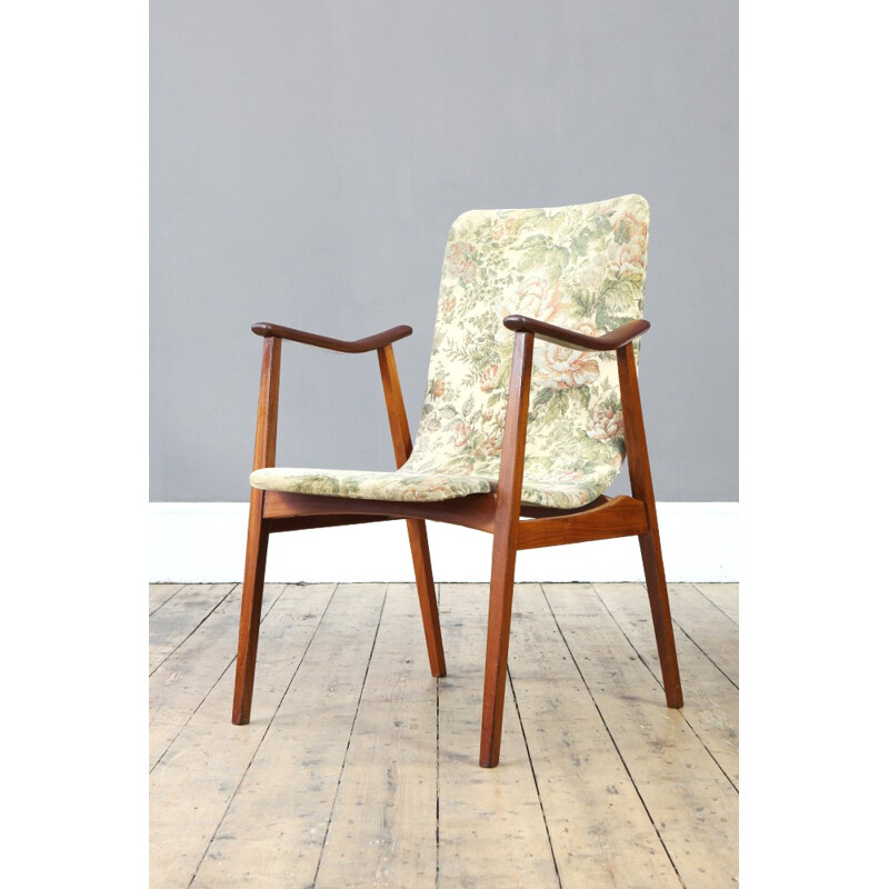 Dutch armchair in teak and fabric - 1960s