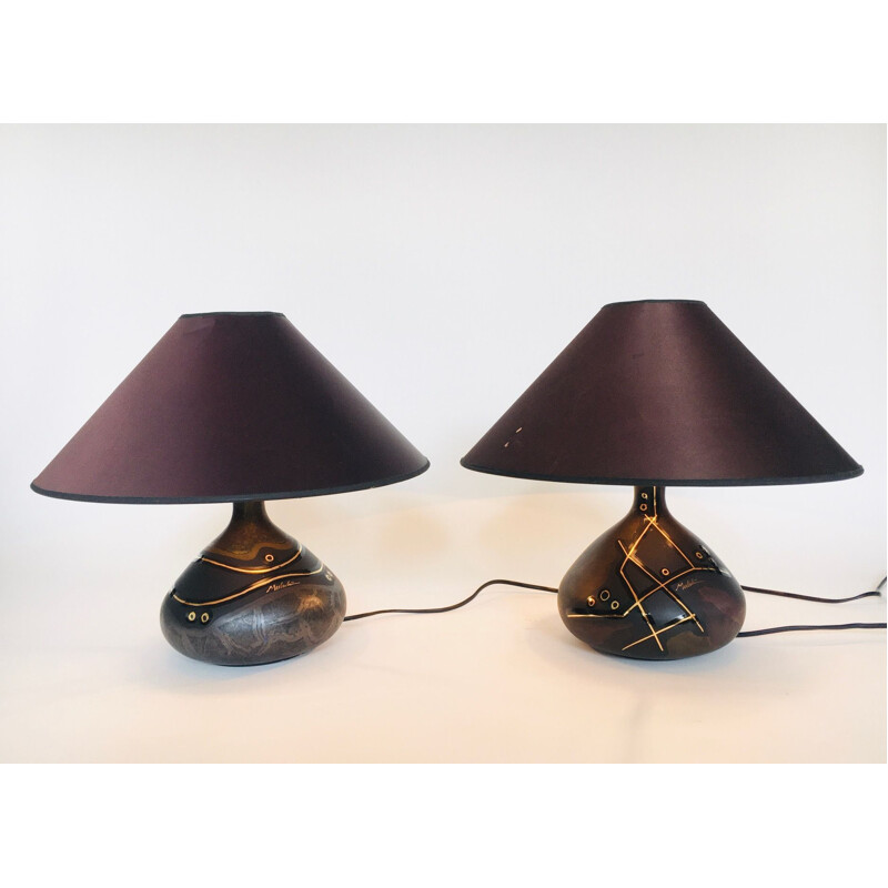Pair of postmodern vintage Italian table lamps by Renzo Verzolini, Italy 1980s