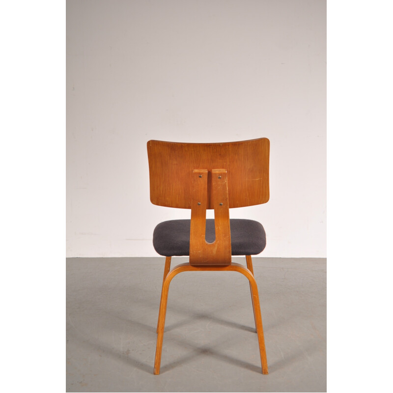 Set of 4 Pastoe dining chairs in birch plywood and fabric, Cees BRAAKMAN - 1950s