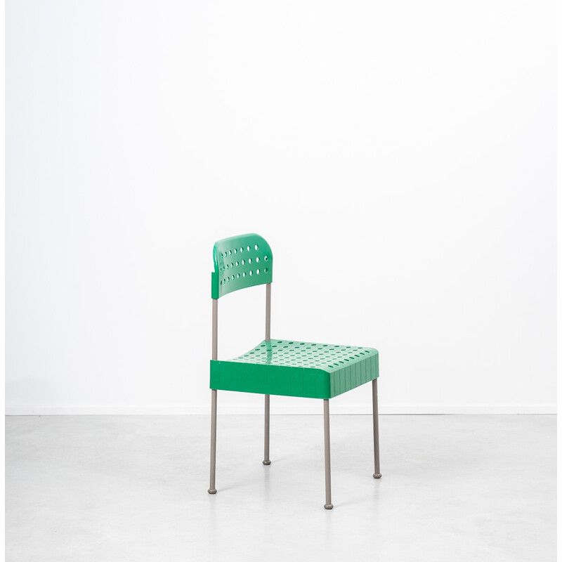 Italian Castelli chair in green plastic and metal, Enzo MARI - 1970s