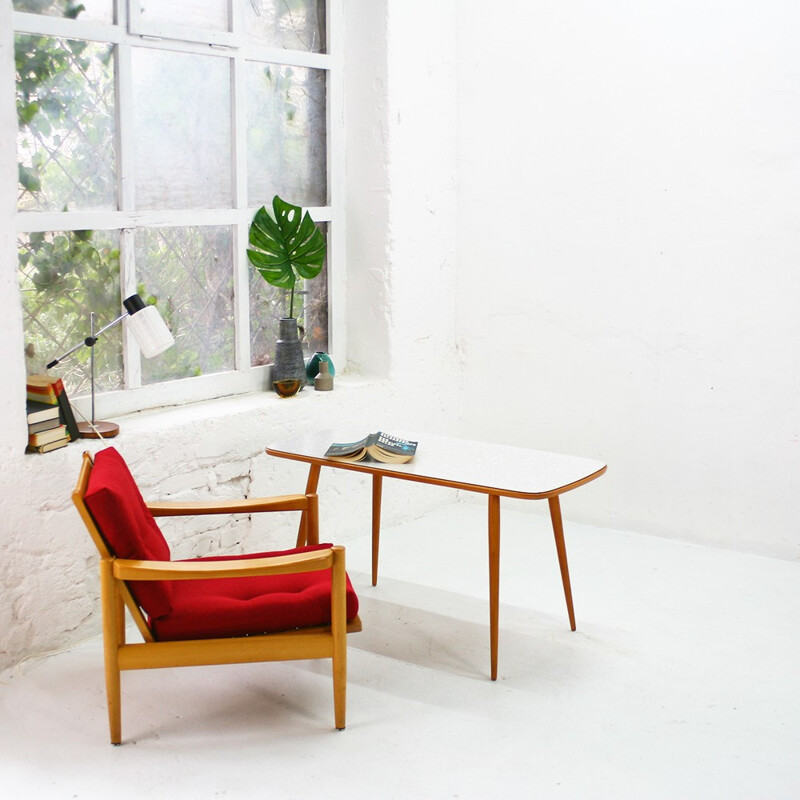 Coffee table in beech and formica - 1950s