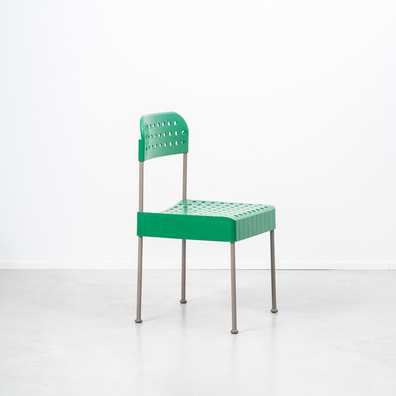 Chaise italienne Castelli en plastique vert et métal, Enzo MARI - 1970