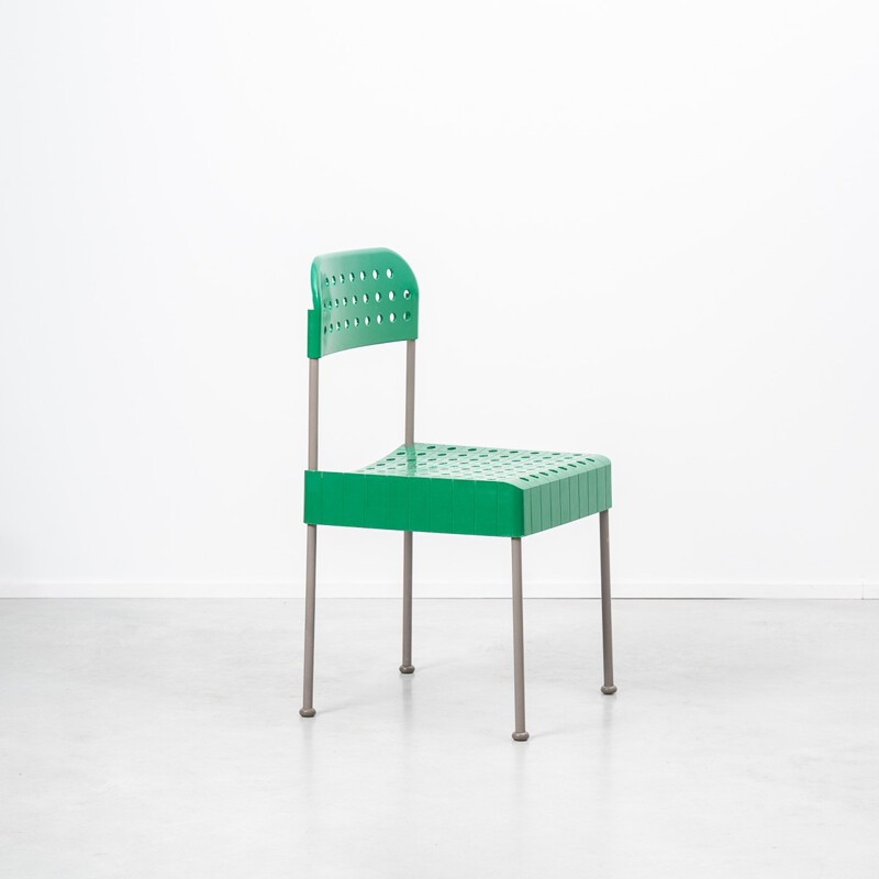 Italian Castelli chair in green plastic and metal, Enzo MARI - 1970s