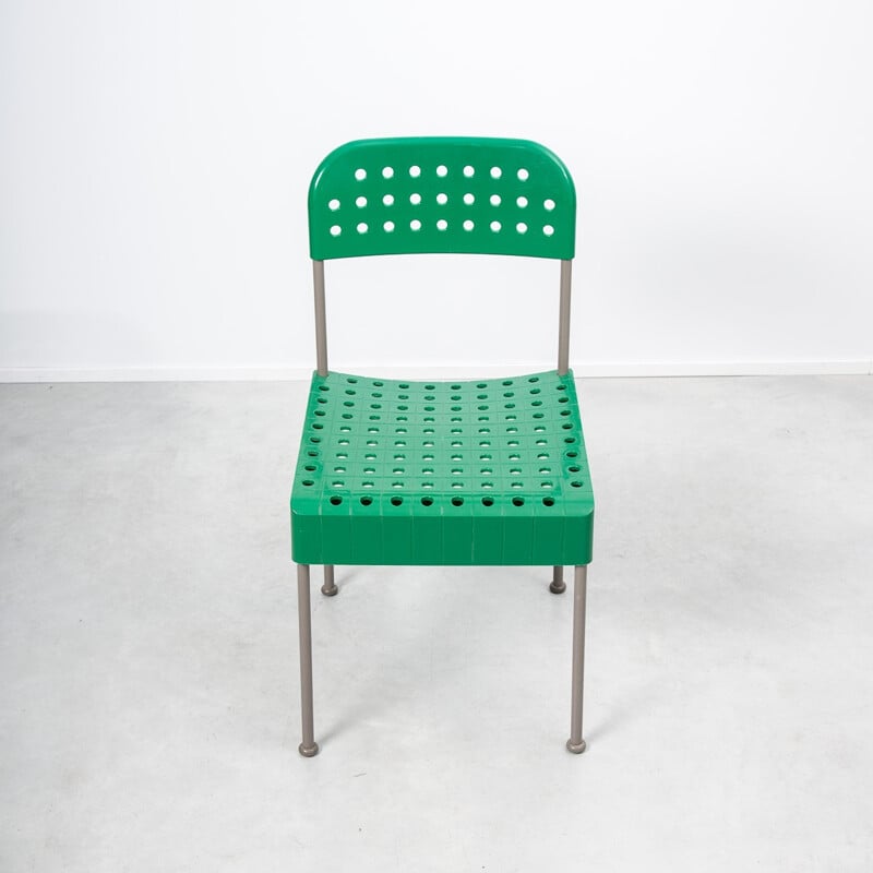 Chaise italienne Castelli en plastique vert et métal, Enzo MARI - 1970