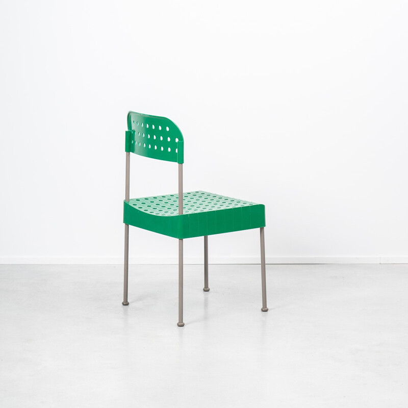Chaise italienne Castelli en plastique vert et métal, Enzo MARI - 1970