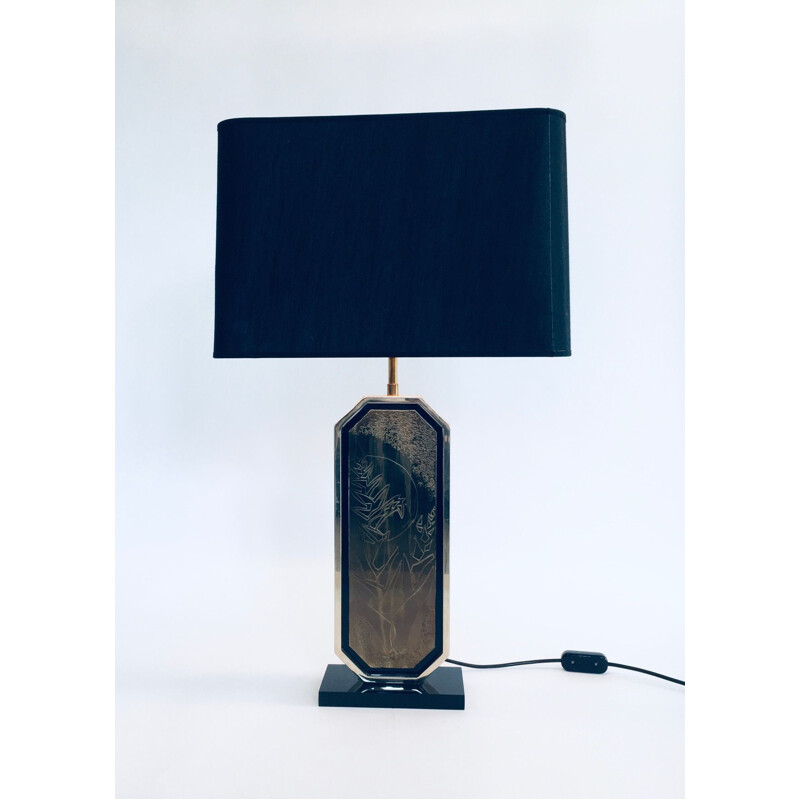 Vintage "Hollywood Regency" table lamp in brass by George Mathias for M2000, Belgium 1970