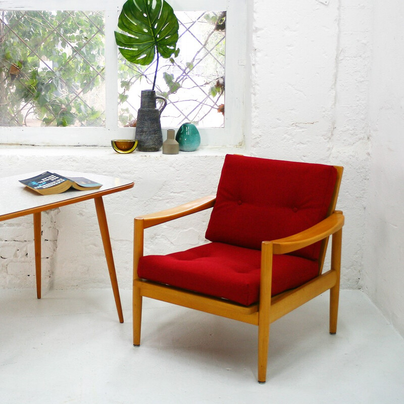 Coffee table in beech and formica - 1950s