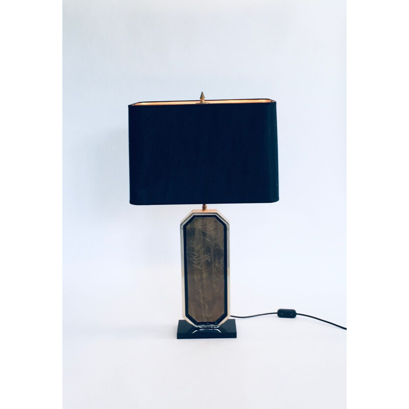 Vintage "Hollywood Regency" table lamp in brass by George Mathias for M2000, Belgium 1970