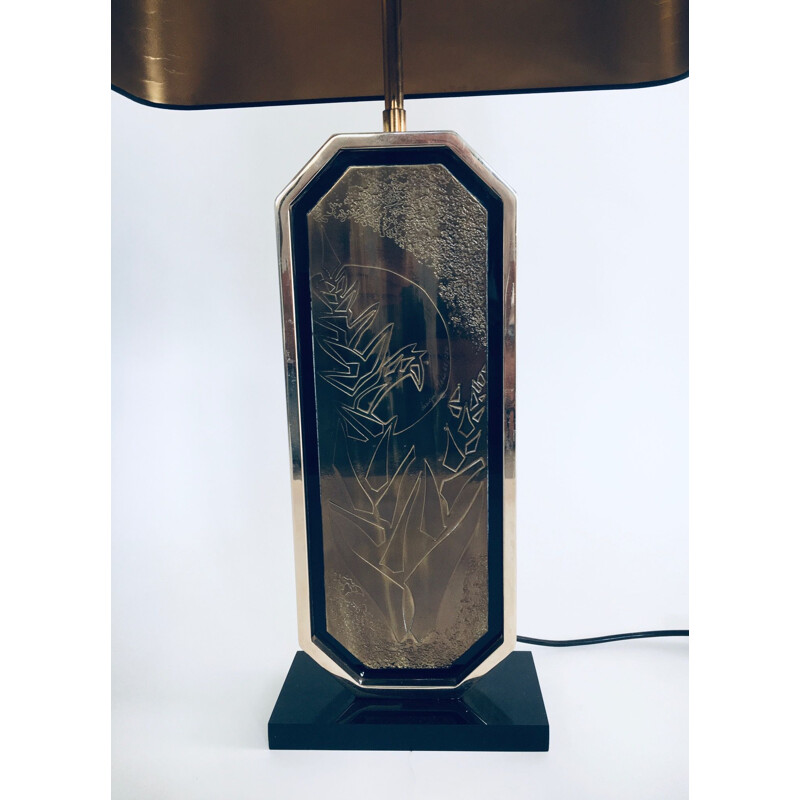 Vintage "Hollywood Regency" table lamp in brass by George Mathias for M2000, Belgium 1970