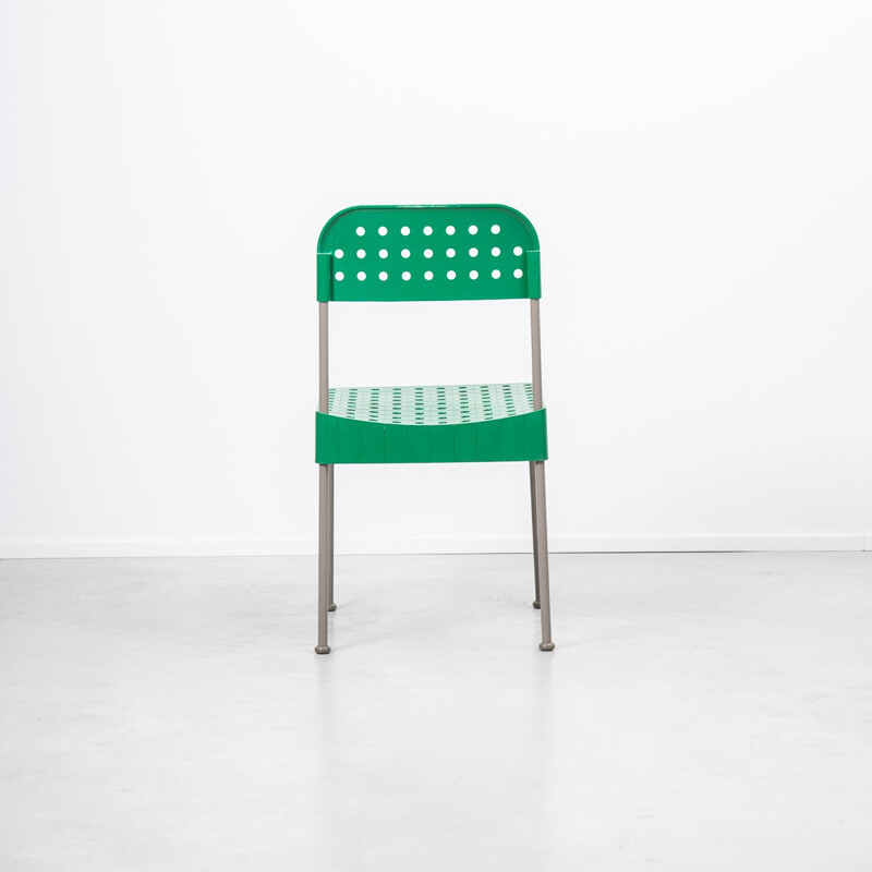 Italian Castelli chair in green plastic and metal, Enzo MARI - 1970s