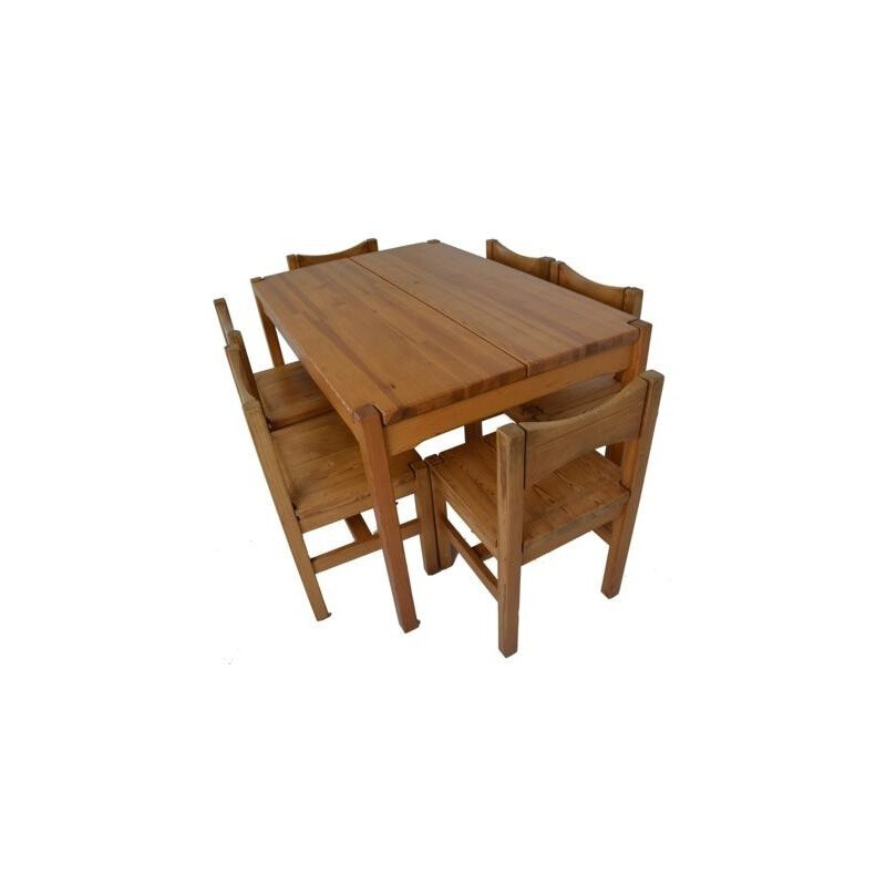 Ensemble de table et 6 chaises en pin, Illmari TAPIOVAARA - 1960