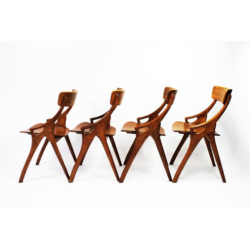 Set of 4 vintage teak wood chairs by Hovmand Olsen for Mogens Kold, 1960