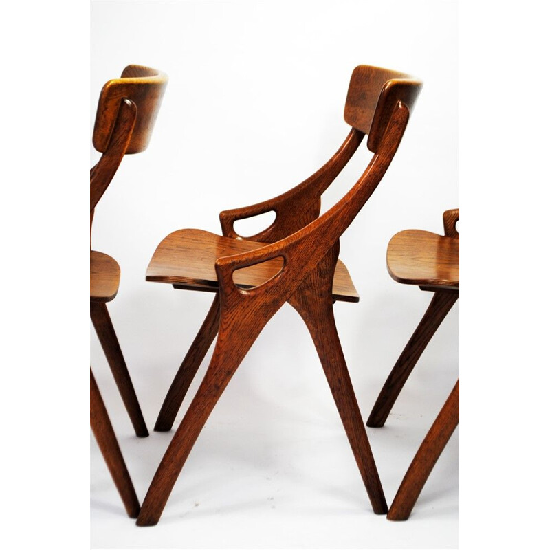 Set of 4 vintage teak wood chairs by Hovmand Olsen for Mogens Kold, 1960