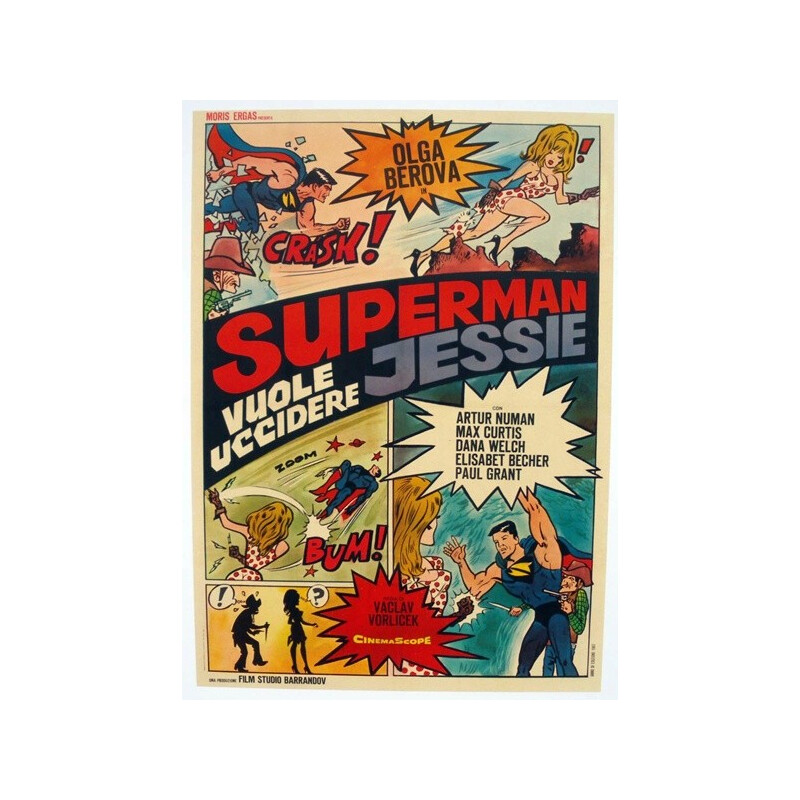 Cartel de cine vintage "superman who wants to kill jessie", Italia 1967