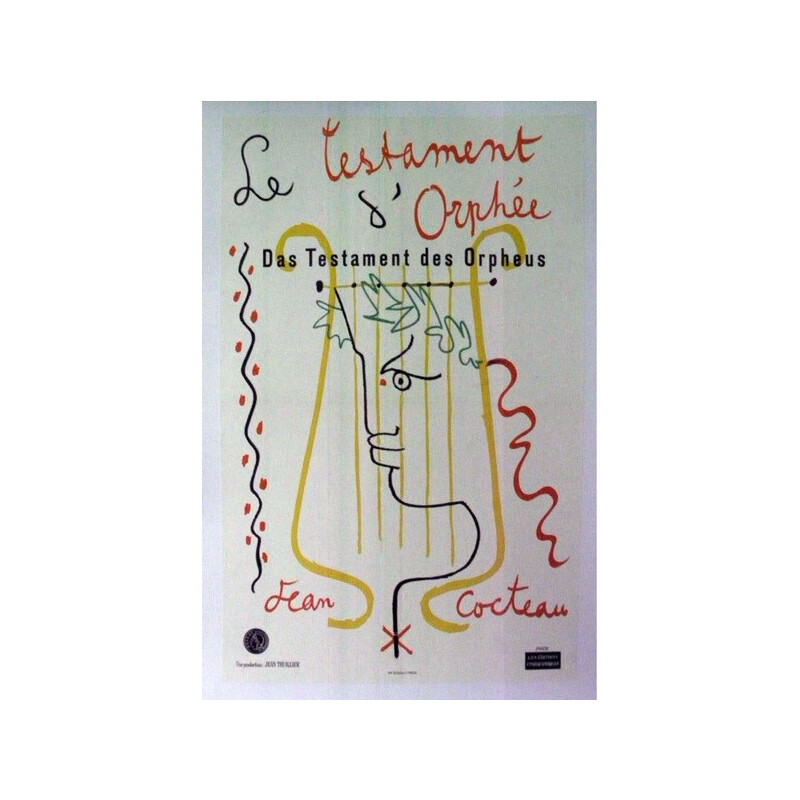 Affiche cinéma originale Jean Cocteau "Le testament d'Orphée" - 1960