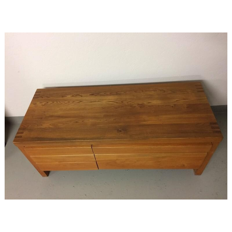 Chest of drawers in solid elm with 5 drawers by Pierre CHAPO - 1960s