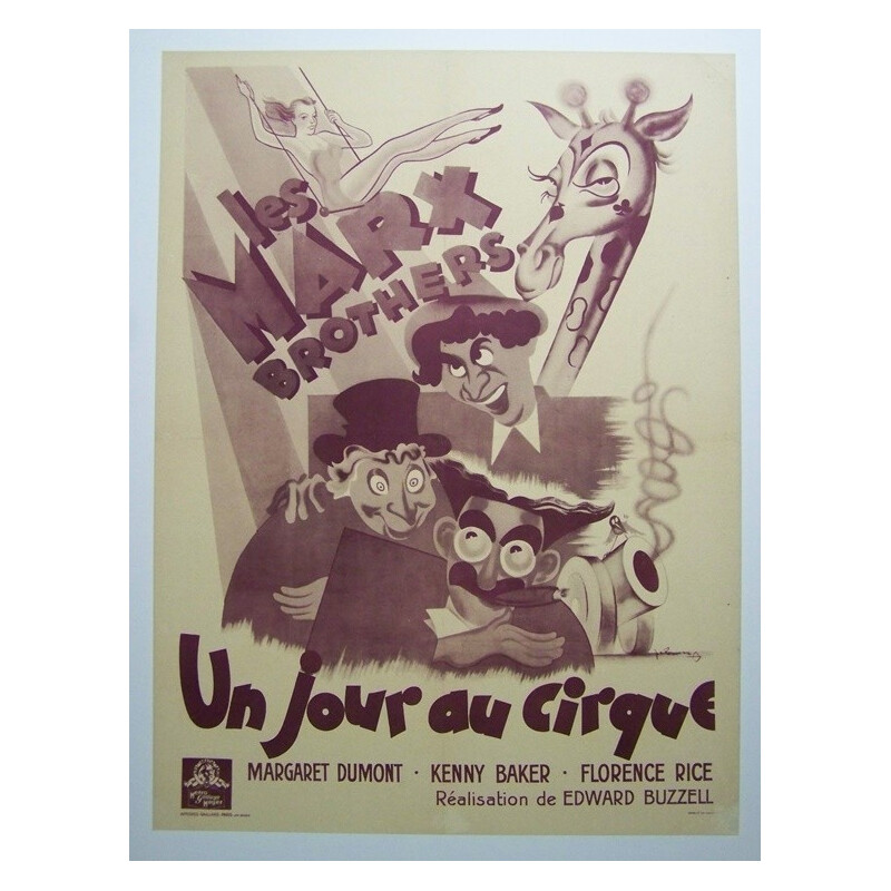 Marx Brothers "Un jour au cirque" cinema poster - 1948